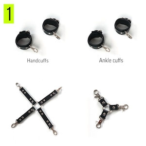 Leder Bondage Set, Bondage Zubehör, Harness Set Frauen, Leder Fesseln für Frauen, Submissive Fesseln, Bondage Fesseln