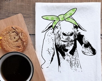 Toalla de harina de cabra estilo granja: paño de cocina de algodón personalizado