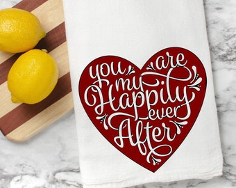 Asciugamano da cucina "Wedding Flour Sack": asciugamano da cucina "Happily Ever After"