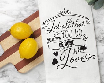 Asciugamano Love Flour Sack: asciugamano da cucina in cotone per matrimonio