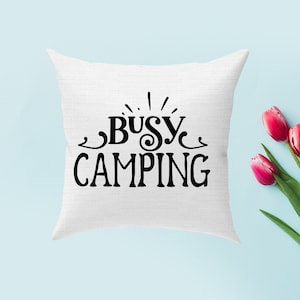 CAMPING THEME PILLOW Cover 100% Cotton Decorative Throw Pillow Case Square Cushion Cover Pillowcase Cover Only, No Insert 18&quot;x18 &quot;