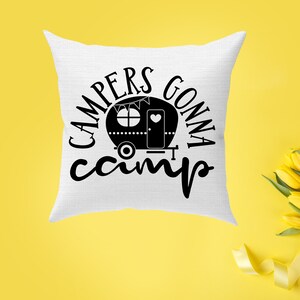 CAMPING THEME PILLOW Cover 100% Cotton Decorative Throw Pillow Case Square Cushion Cover Pillowcase Cover Only, No Insert 18&quot;x18 &quot;
