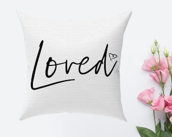 Loved Christian Pillow Cover, Bible Verse Throw Pillow Case (18"x18")