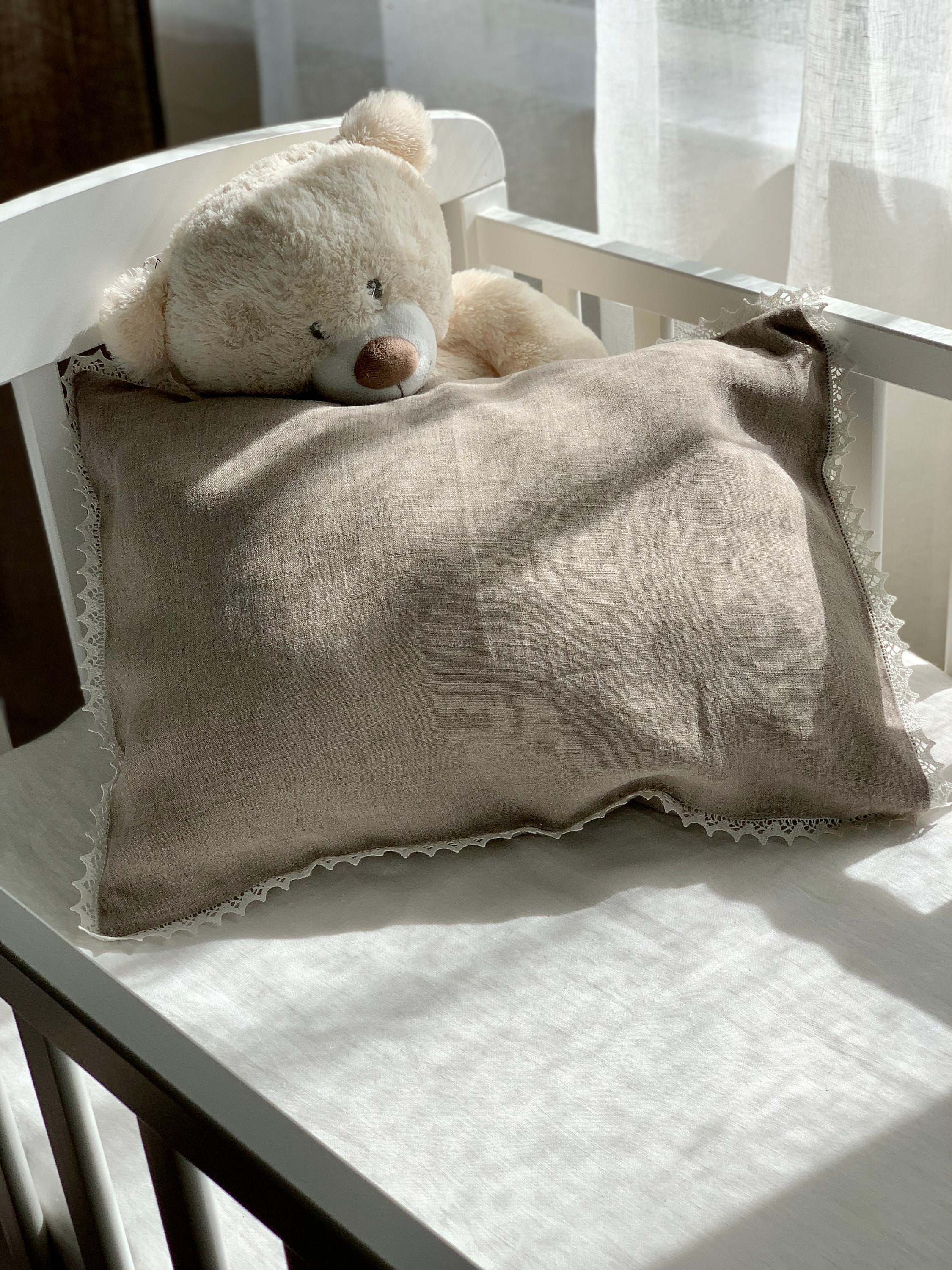 Feeding Pillow Cover in Rust, Linen Nursing Pillow Cover, Newborn