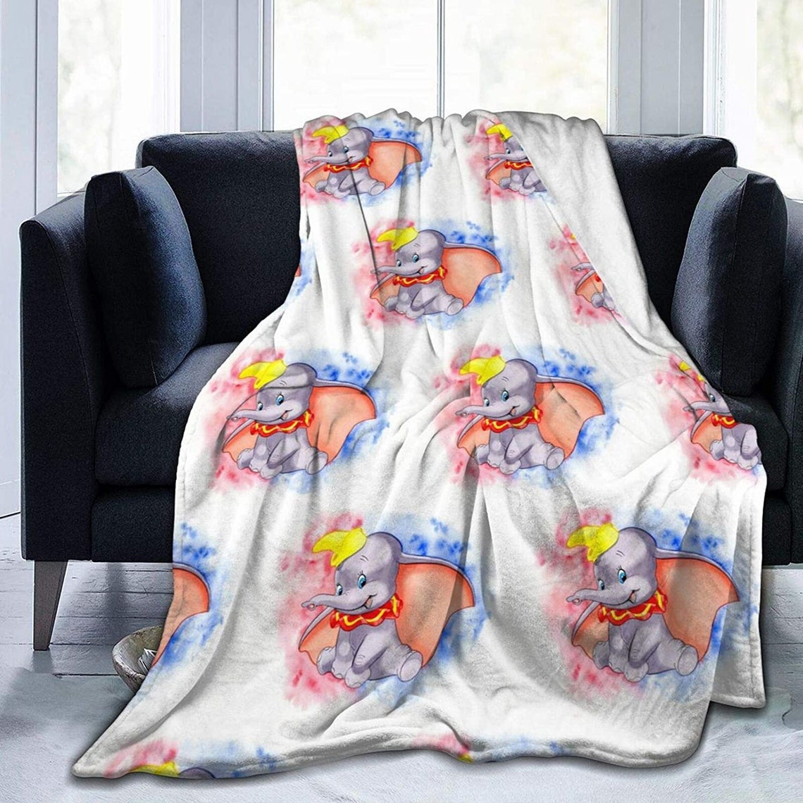 Dumbo Blankets Throws for Couch Cartoon Flying Elephant Super Etsy