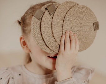 Dessous de verre en jute naturel (Ensemble de 4) | Protection écologique pour les lunettes