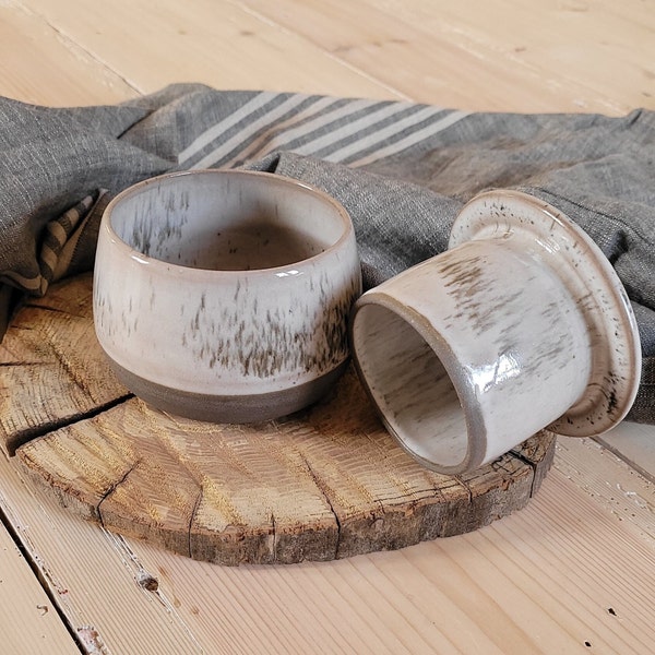 Cloche à beurre en grès gris | Pot de beurre fait main, plat de beurre Français, pot de beurre de France, plat de beurre fait main, pot de beurre