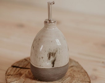 Ceramic oil bottle, Pottery vinegar pourer, Rustic farm house decor , olive oil bottle, Oil dispenser cruet, housewarming gift