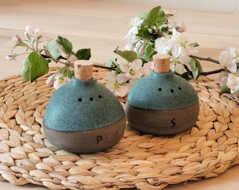 Ceramic salt and pepper shakers. Handmade salt & pepper jars.