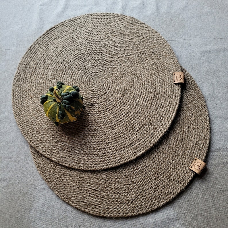 Natural Jute Placemats Decorative Table Setting Placemats for Farmhouse Decor. One, Set of Two, Set of 4 image 5