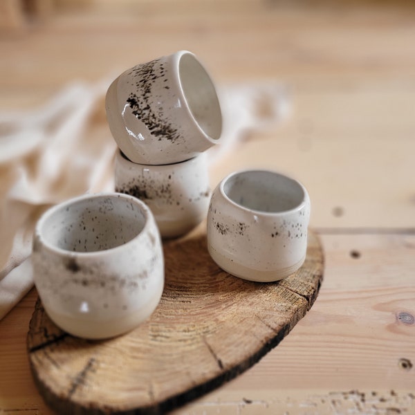Japanese tea cups, set of 4 mug, gift teacups, Handmade Ceramic Pinch Cup, Ceramic Tumbler, espresso cups