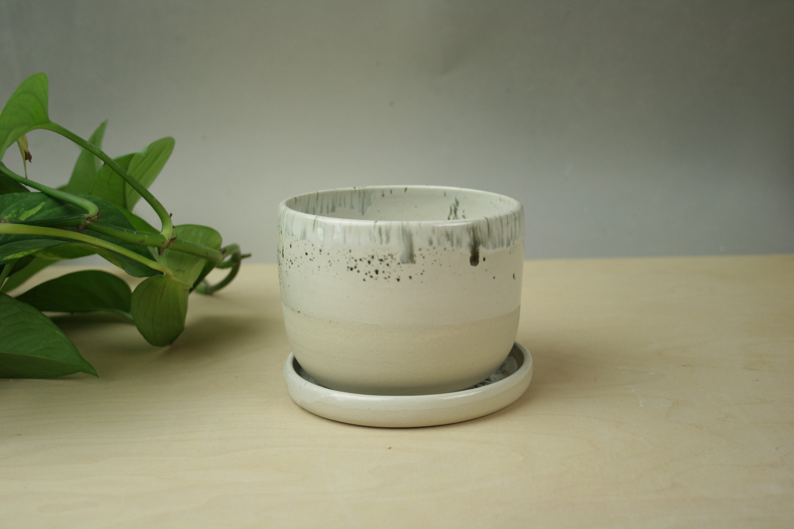 Ceramic planter with drainage and with saucer. pots for plants Etsy