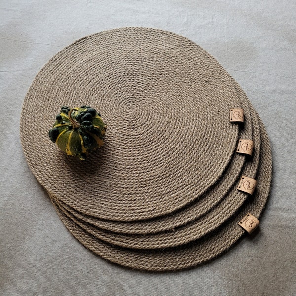 Natural Jute Placemats - Decorative Table Setting Placemats for Farmhouse Decor. One, Set of Two, Set of 4