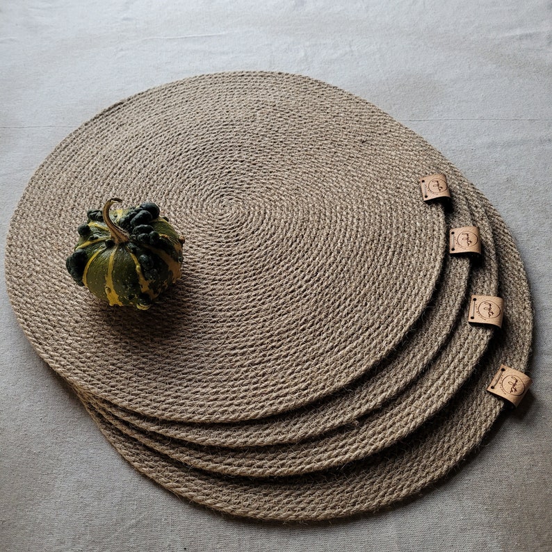 Natural Jute Placemats Decorative Table Setting Placemats for Farmhouse Decor. One, Set of Two, Set of 4 image 9