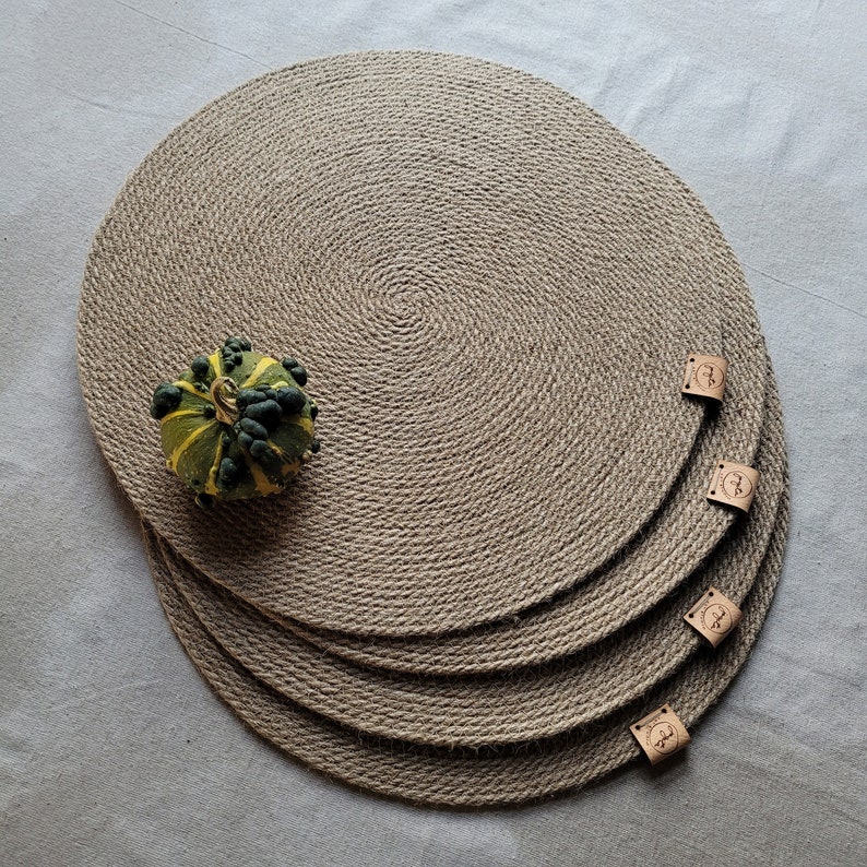 Natural Jute Placemats Decorative Table Setting Placemats for Farmhouse Decor. One, Set of Two, Set of 4 image 8