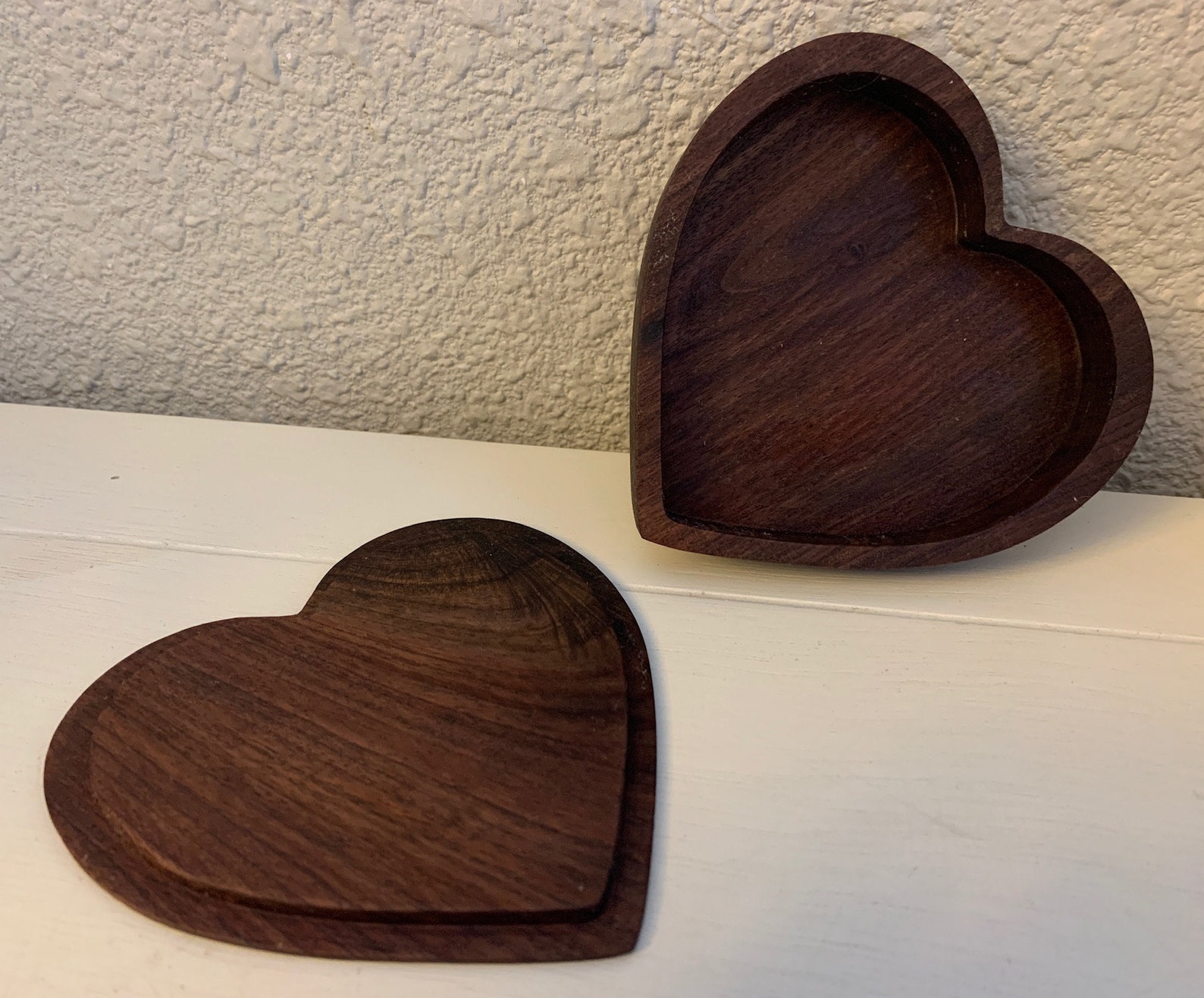 Walnut Wood Heartshaped Keepsake Box Etsy