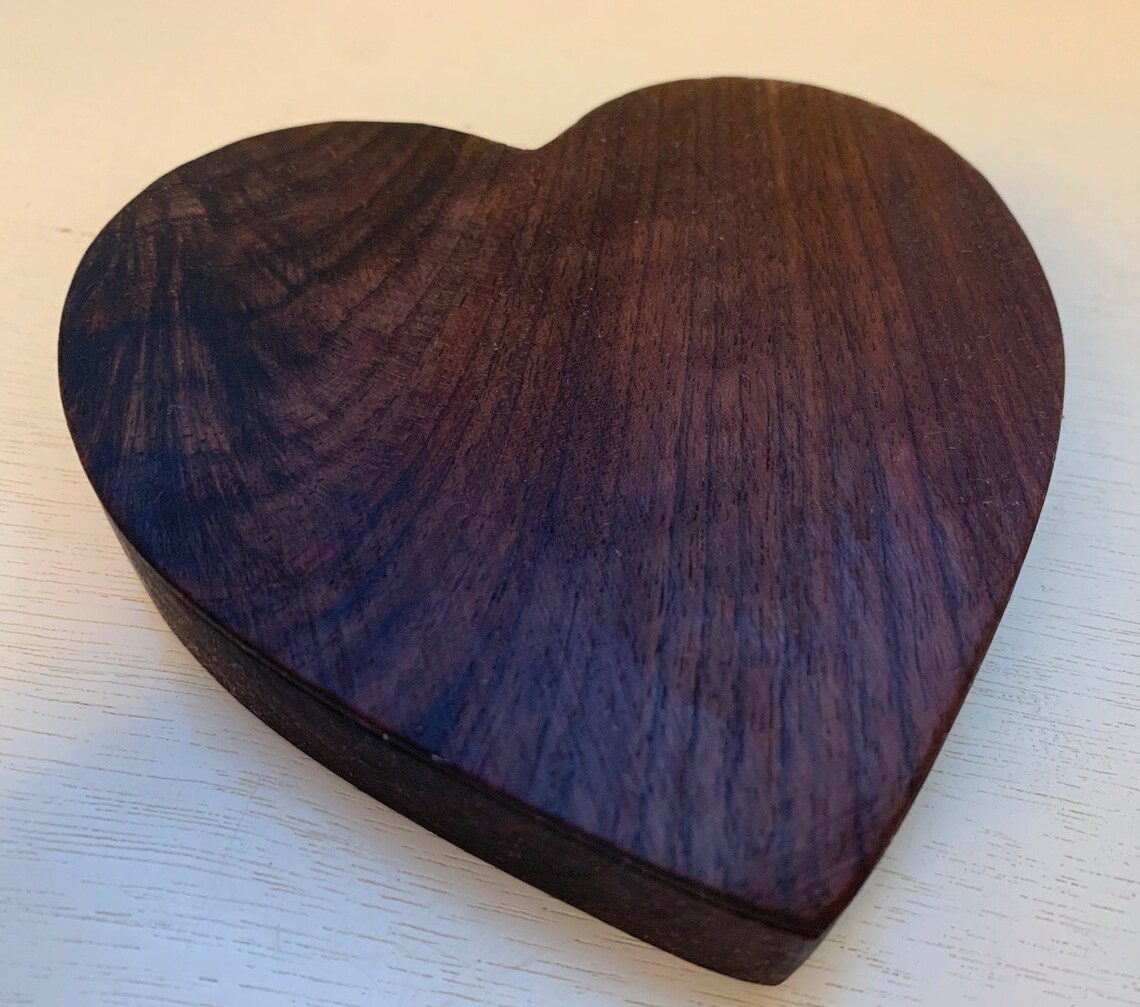Walnut Wood Heartshaped Keepsake Box Etsy