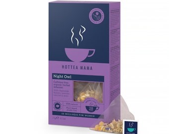 Organic Night Owl Herbal Tea | Calming Sleep Support Tea | Caffeine-Free | 14 Whole Leaf Biodegradable Pyramid Bags Herbal Tea | Beverage