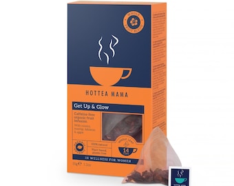 Organic Get Up & Glow Uplifting Fruit Tea | Caffeine-Free | Whole Grapes, Hibiscus, Rosehip, Apple | Pregnancy Safe | Menopause Friendly