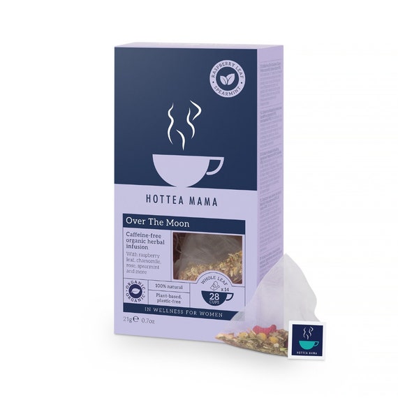 Organic Over The Moon Herbal Tea | Support PMS, PCOS, Endometriosis | Caffeine-Free | Camomile, Rose, Spearmint, Raspberry Leaf, Dandelion