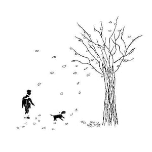 One Man and His Dog; Enjoy Autumn - greeting card
