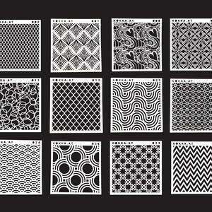 幾何学模様のプラスチック ステンシル - set01