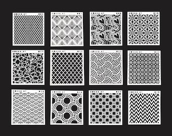 Plastic stencil with geometric pattern - set01