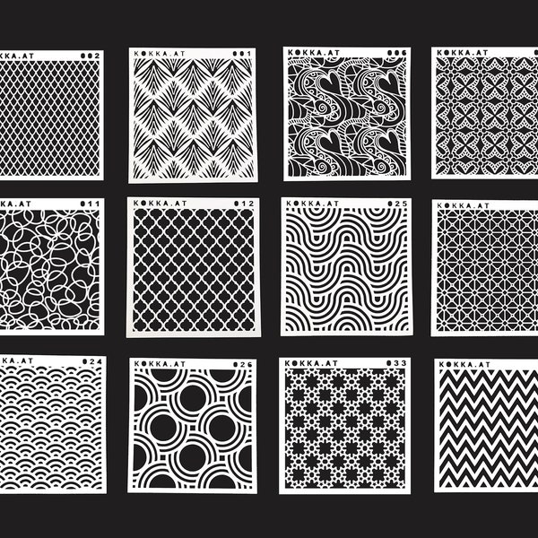 Kunststof stencil met geometrisch patroon - set01