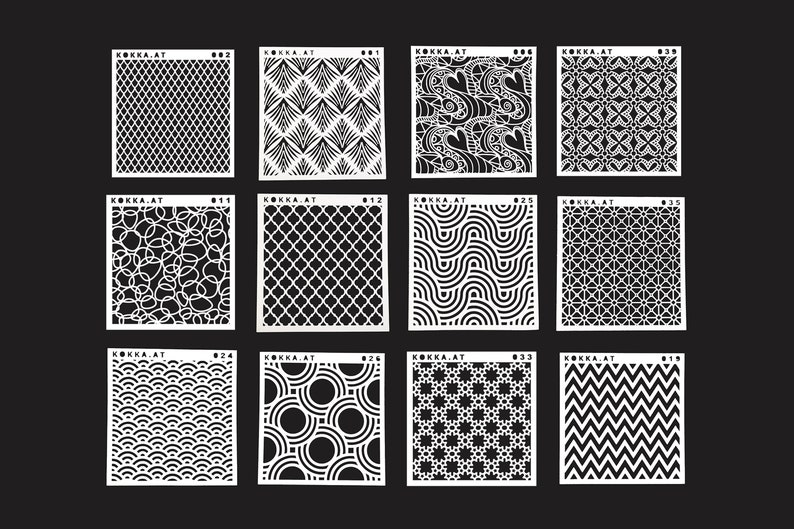 Plastic stencil with geometric pattern set01 Bild 1