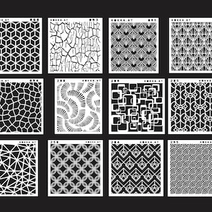 幾何学模様のプラスチックステンシル大サイズと小サイズ - s21