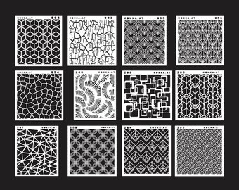 Plastic stencil big & small sizes with geometric pattern - s21