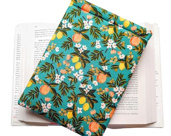 Book sleeve, 3 sizes, floral Rifle Paper Co. book protector, foam padded  book cover, book pouch, quality reading gift, book bag, USA made.