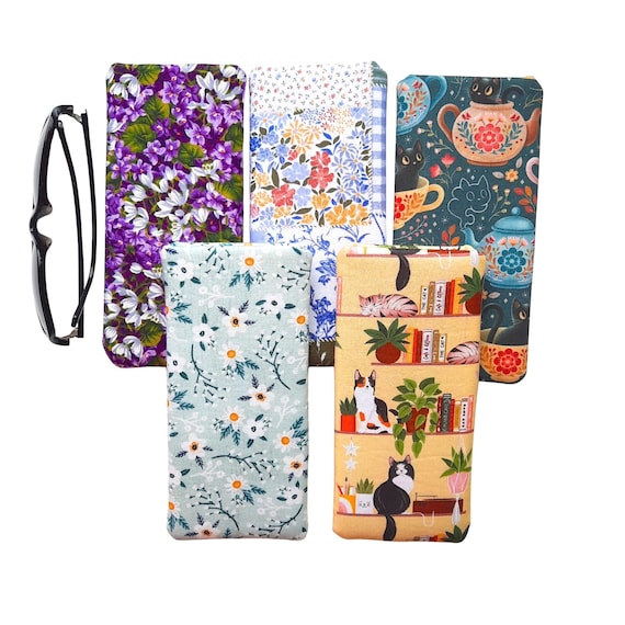 Padded Eyeglasses Case: Soft Fabric Sunglasses Protector, Stocking Stuffer, 5 Fabric Choices