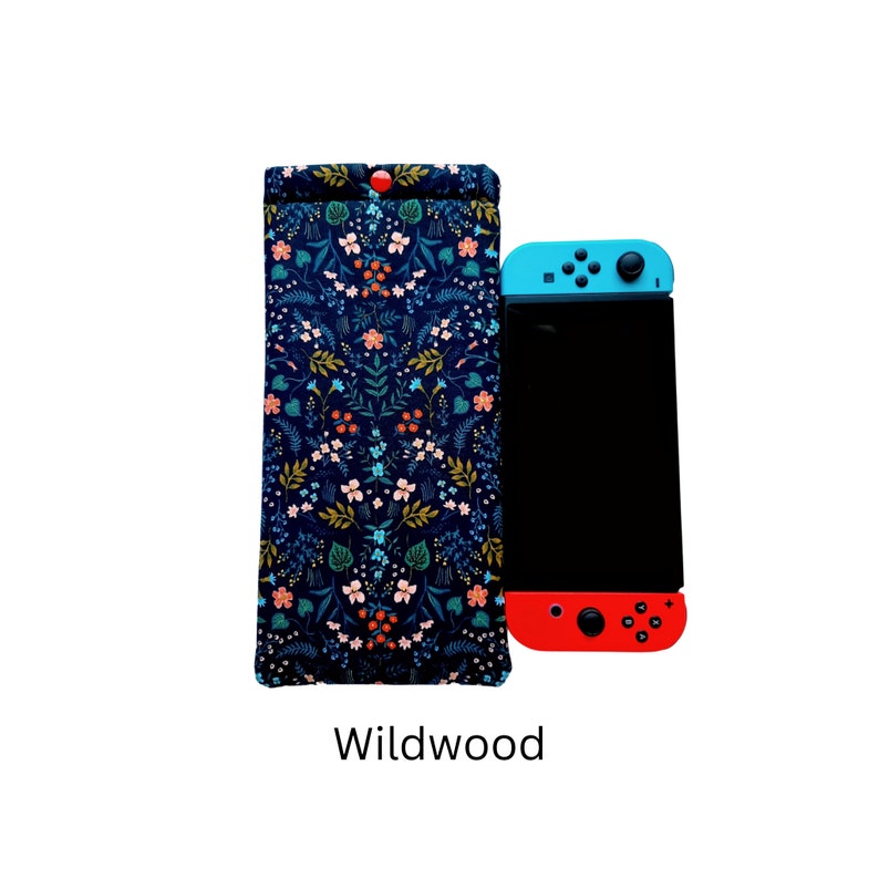 Nintendo Switch case or Switch Lite case for women, Padded OLED Switch pouch, Pretty carrying case with secure snap, Several fabric choices Wildwood