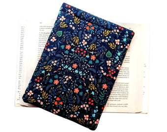 Rifle Paper Co. Floral Book Sleeve: Padded Book Cover, Custom Lining Choice, "Wildwood", Handmade by QueentopazCreations