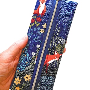 Fox Woodland Pencil Pouch: Zipper Case for Journal, Planner Supplies, Custom Made Pen Case