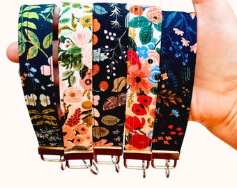 Rifle Paper Co. Fabric Key Fob Wristlet: Floral Key Chain Wristlet, Handmade Gift for Women, Gift under 15