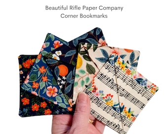 Rifle Paper Co. Corner Bookmark: Floral Page Marker, Several Fabric Options, Book Accessories