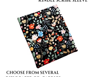 Kindle Scribe case/ padded Kindle Scribe Sleeve/  Kindle Scribe cover with snap closure/ Choose from many Rifle Paper Co fabrics