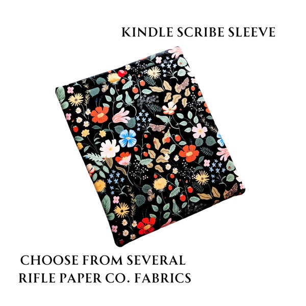 Kindle Scribe case/ padded Kindle Scribe Sleeve/  Kindle Scribe cover with snap closure/ Choose from many Rifle Paper Co fabrics