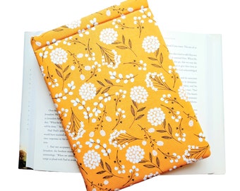 Padded book sleeve book cover book pouch book bag bookish gift book lover gift book protector pretty yellow floral book sleeve