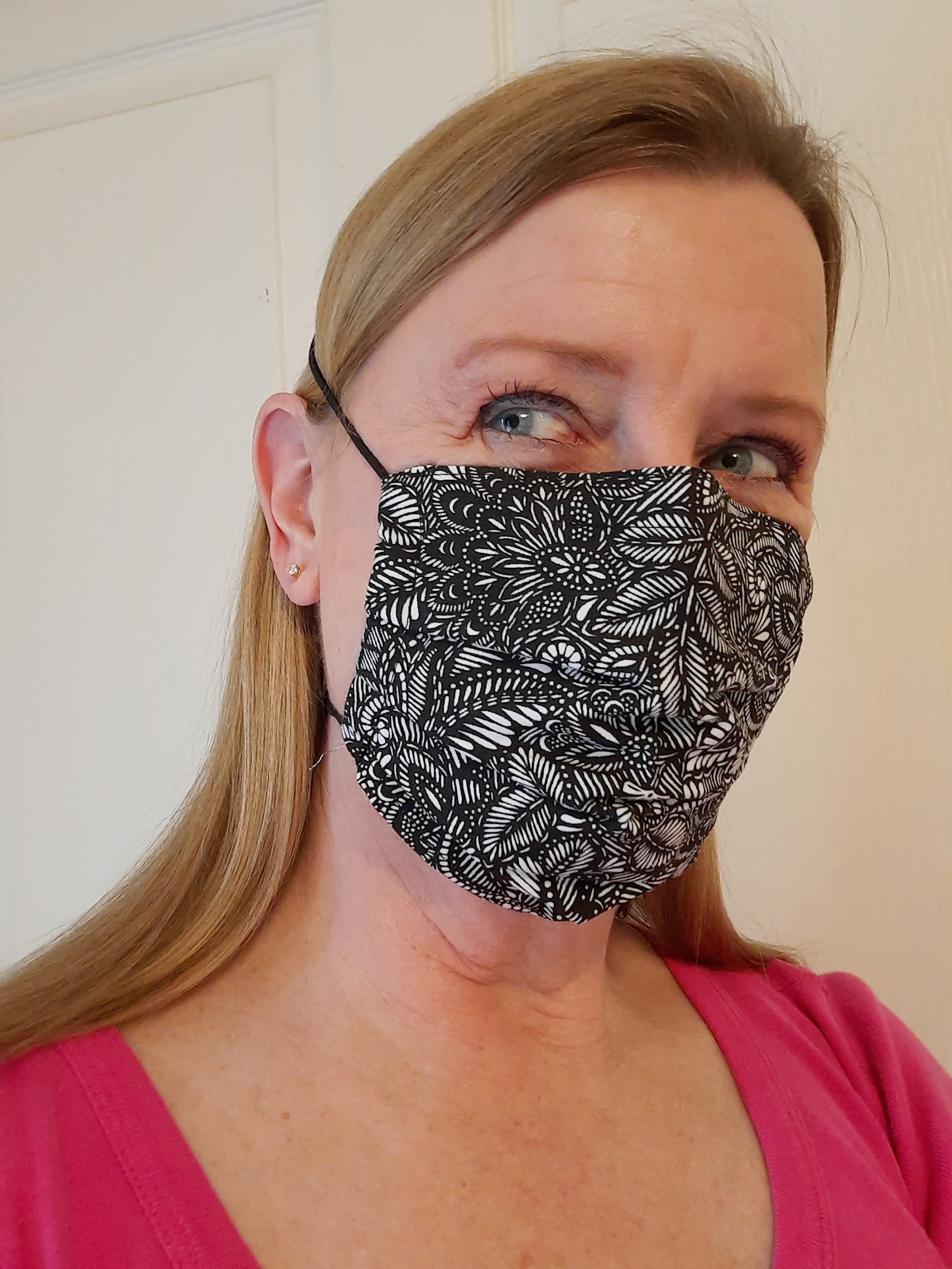 Quality over the head face mask with nose wire filter pocket Etsy