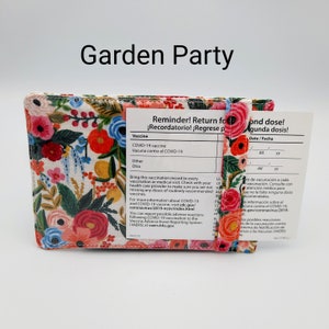 Vaccination Card Holder, choose 3x4 or 3.5x4.25. Firm Vaccine card wallet, vaccine card protector, made with Rifle Paper Co. fabric. Garden Party