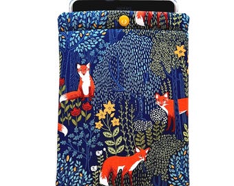 Fox Kindle Sleeve: Padded E-Reader Case with Snap, Choose your Lining