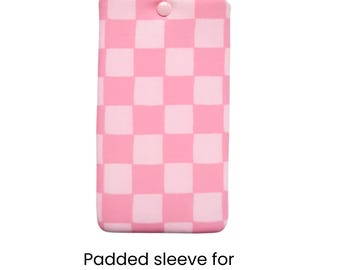 Pink Checkered Padded Boox Palma Sleeve: Custom Electronics Pouch