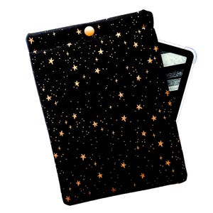 Kindle sleeve with snap for: Paperwhites, Colorsoft, Signature, Basic, Oasis, Scribe or other e-readers. Halloween, celestial Kindle pouch.