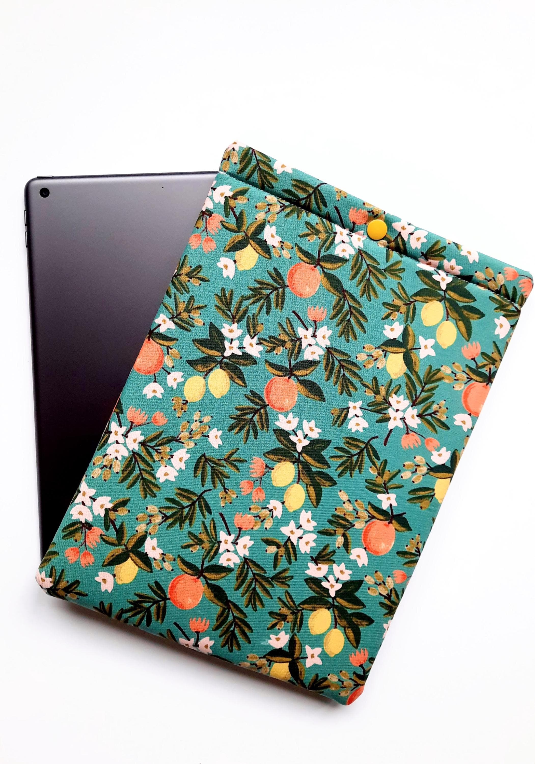 Rifle Paper Co. iPad Sleeve: Padded Tablet Case with Snap Closure/ Several Fabric Options Available