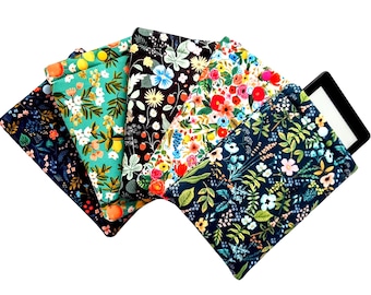 Rifle Paper Co. Kindle Sleeve: Padded E-reader Case with Snap, Several Fabric Options, Handmade Gift