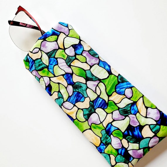 Stained Glass Fabric Eyeglass Case, Padded Glasses Sleeve