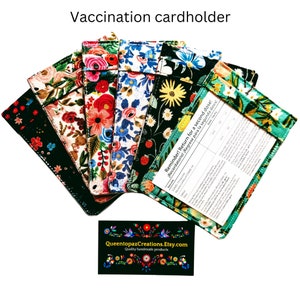 Vaccination Card Holder, choose 3"x4" or 3.5"x4.25". Firm Vaccine card wallet, vaccine card protector, made with Rifle Paper Co. fabric.